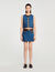 Top van denim en leer