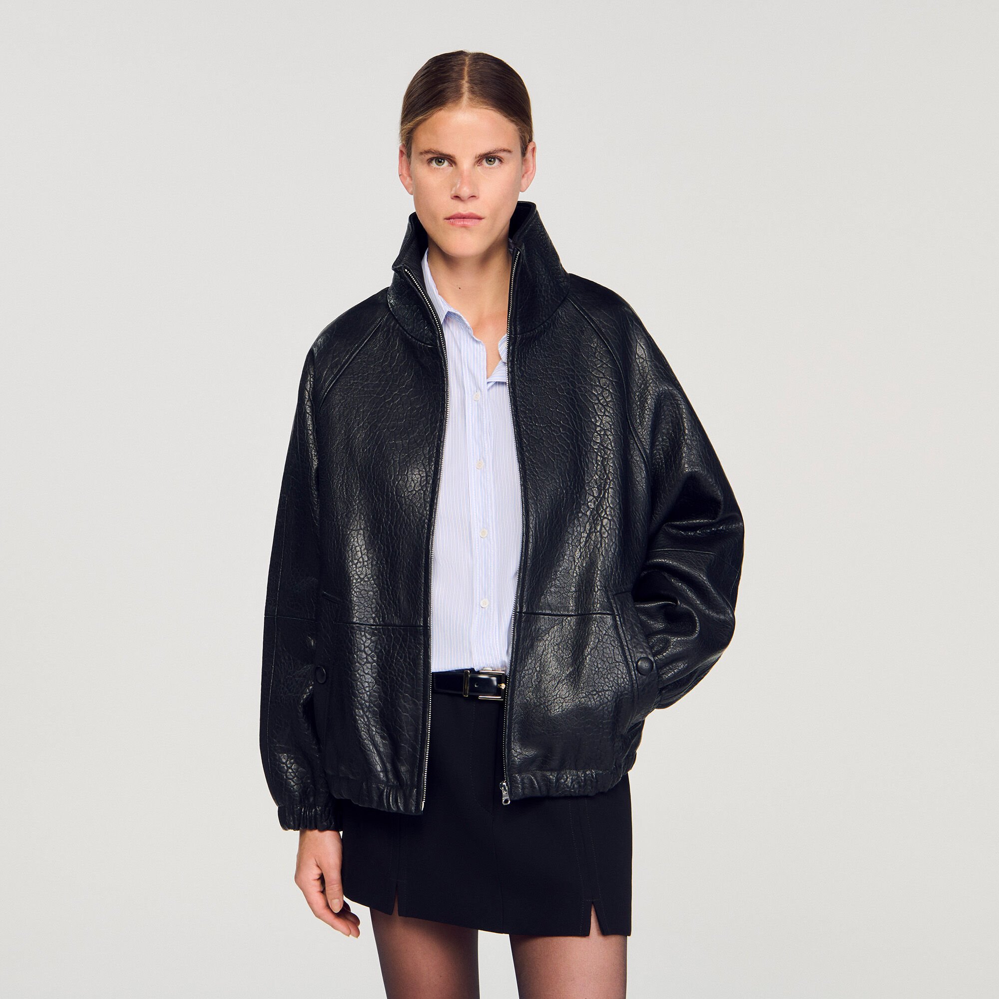 Leren jack oversized