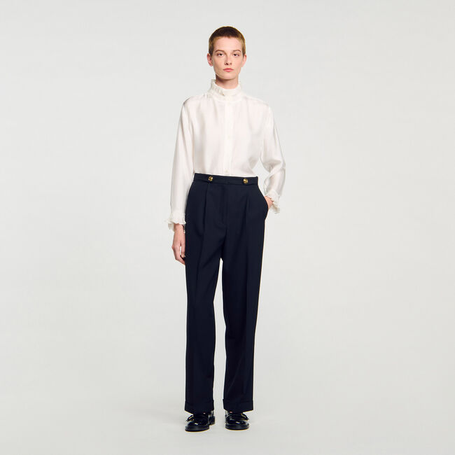 Soepelvallende blouse met plooikraag
