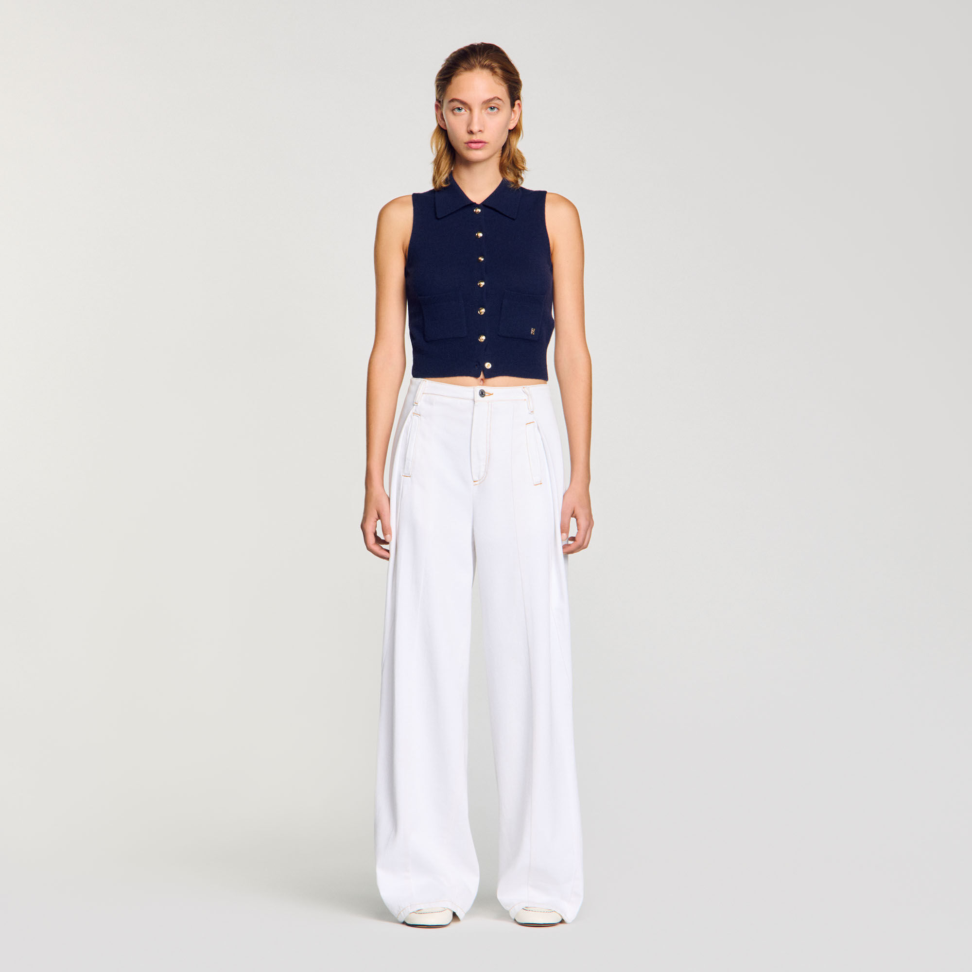 Jeans wijdvallend met stiksels