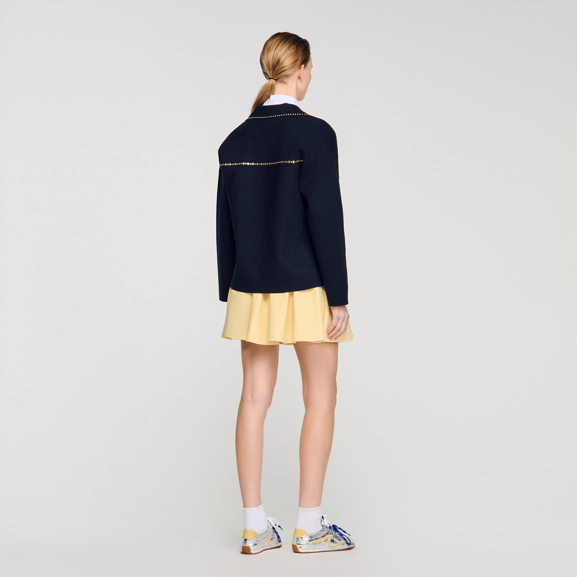 Cardigan vest met studs en revers