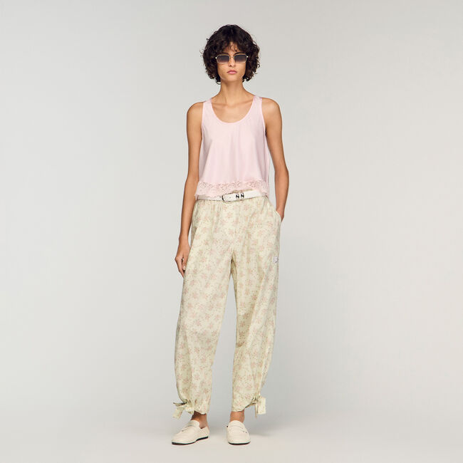 Pantalon wijd bloemenprint