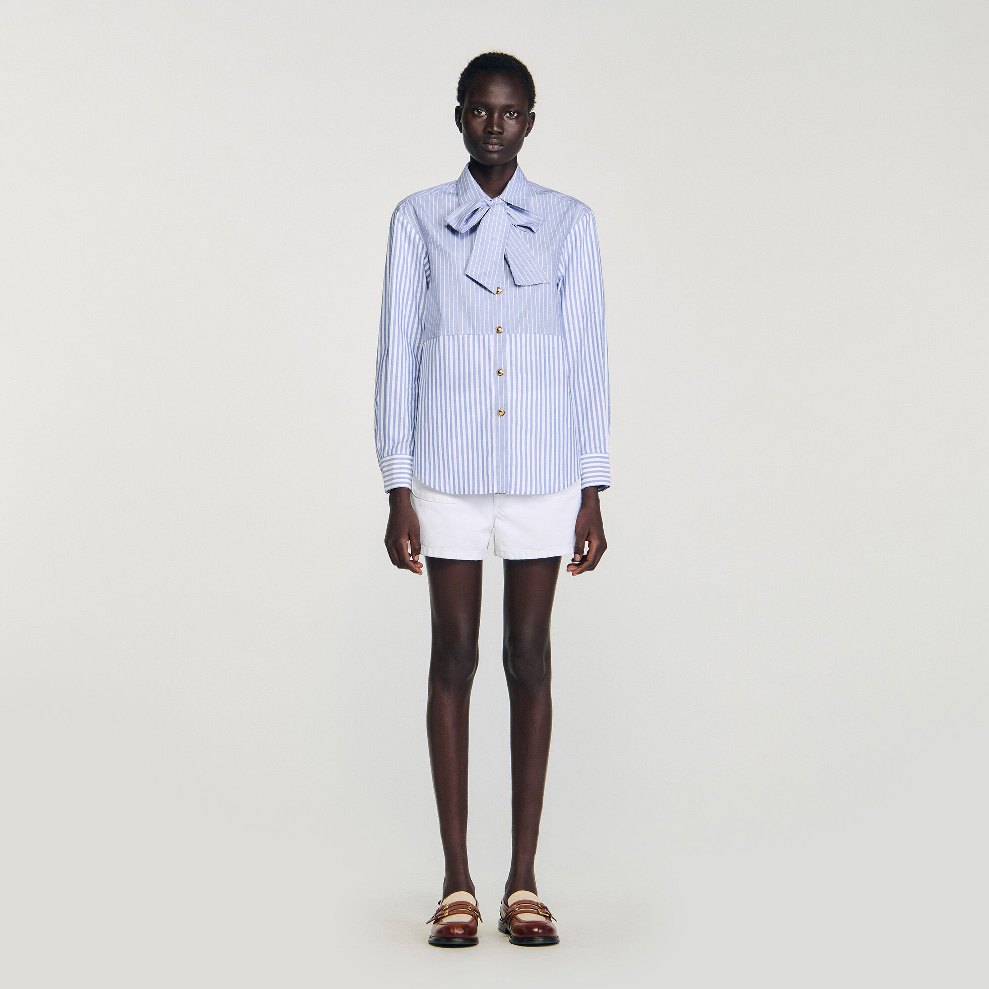 Overhemdblouse stropdas strepen
