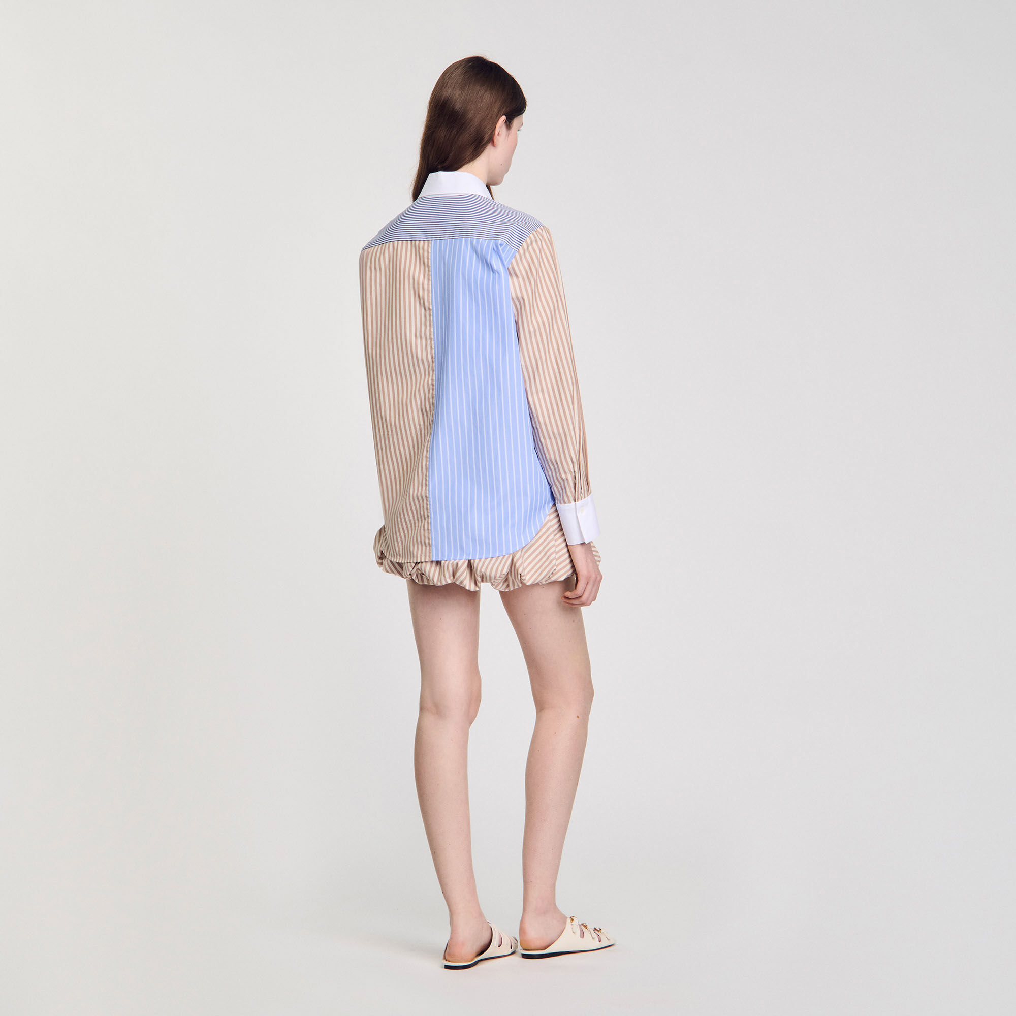 Overhemdblouse mix strepen