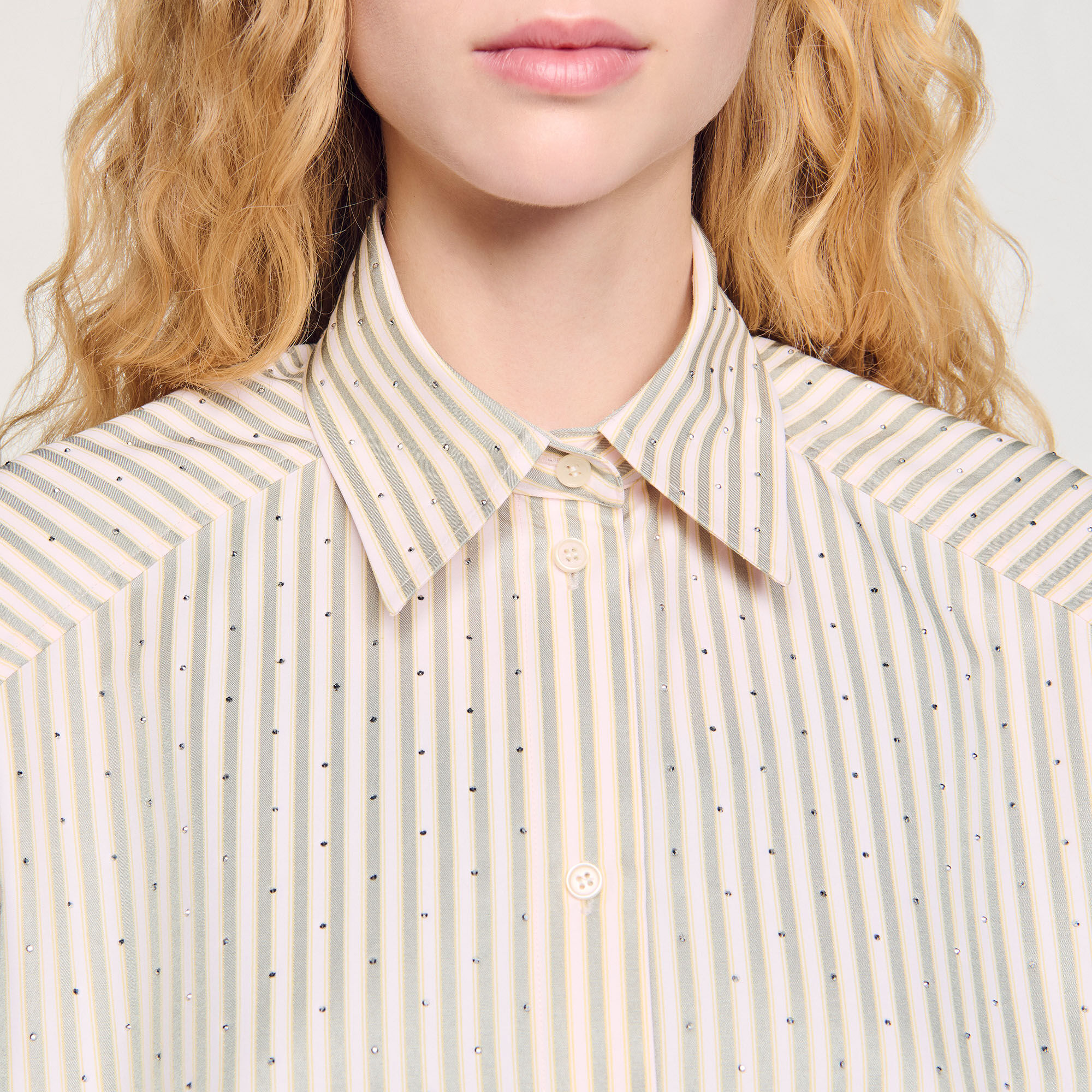 Overhemdblouse gestreept met stras