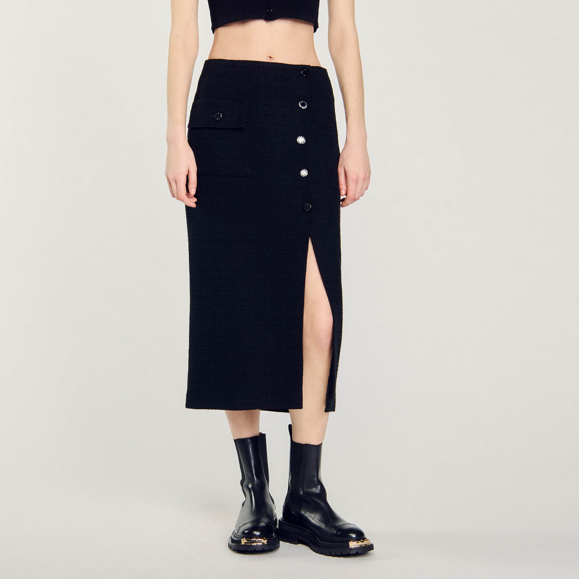 Halflange tweed rok