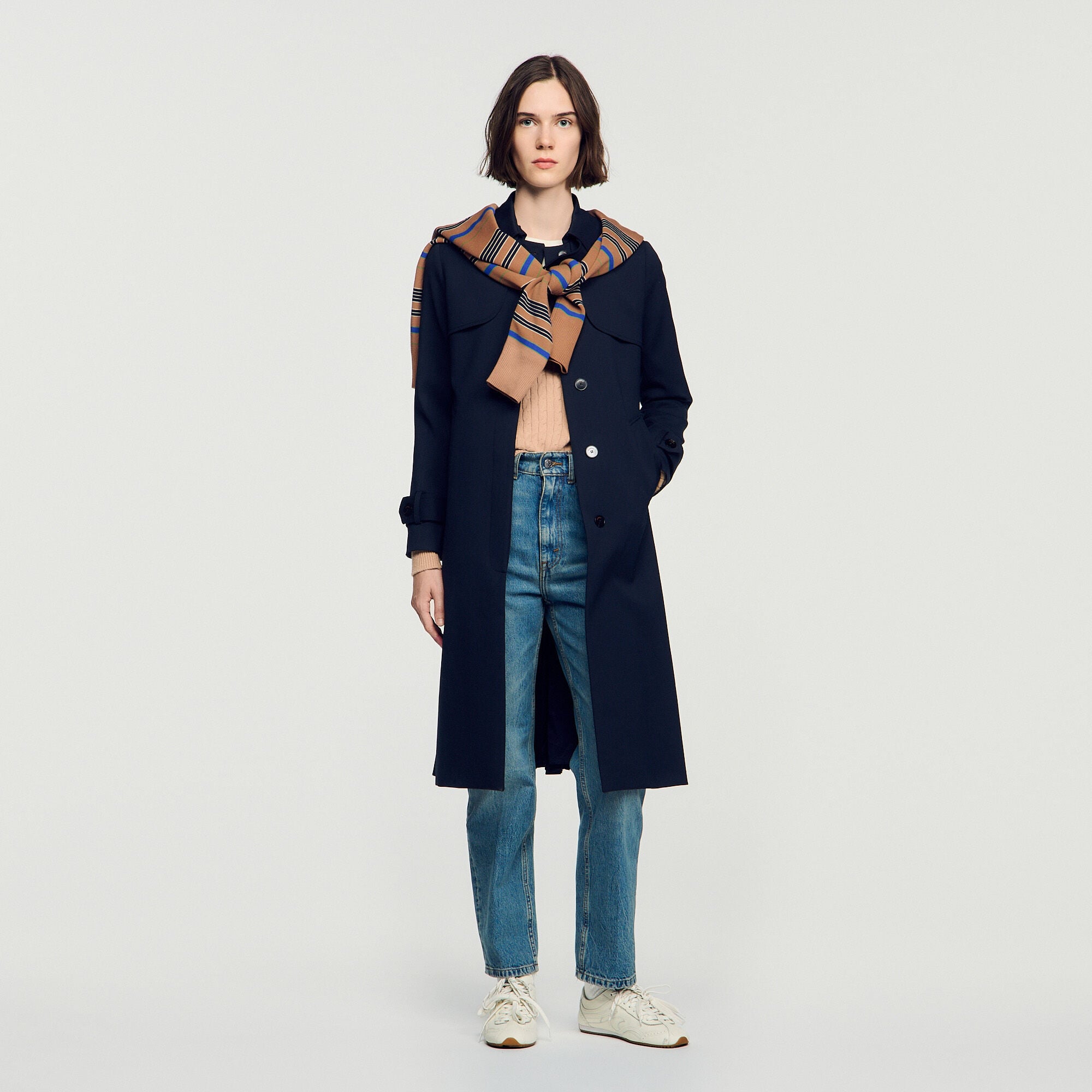 Trenchcoat met geplooid inzetstuk - Vrouw | Sandro