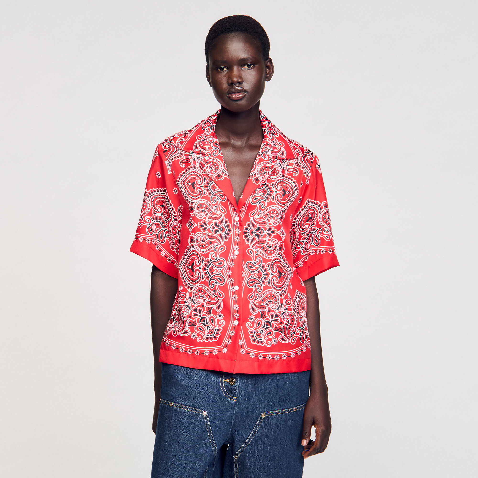 Overhemdblouse bandana print