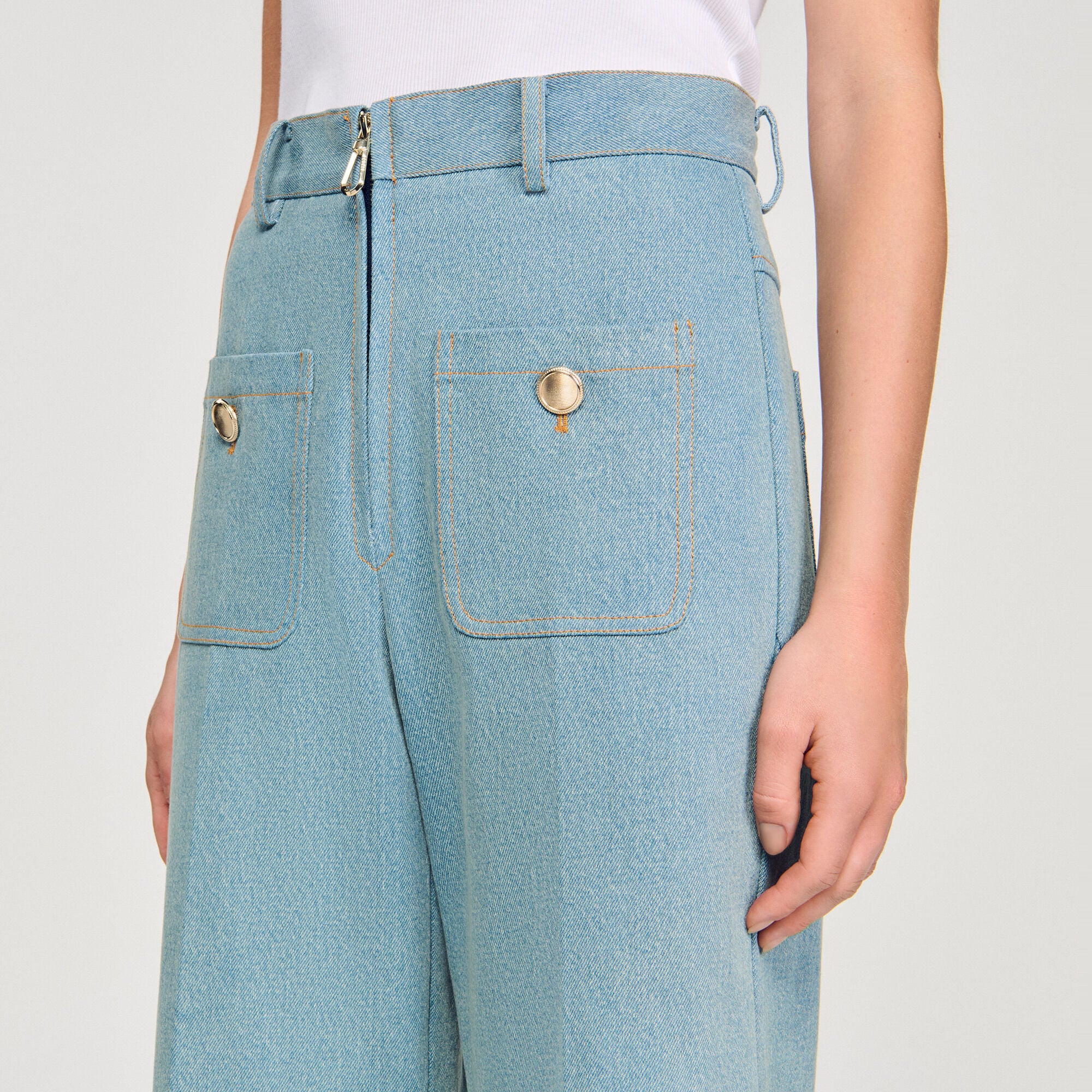 Jeans wijd met hoge taille gewassen - Vrouw | Sandro