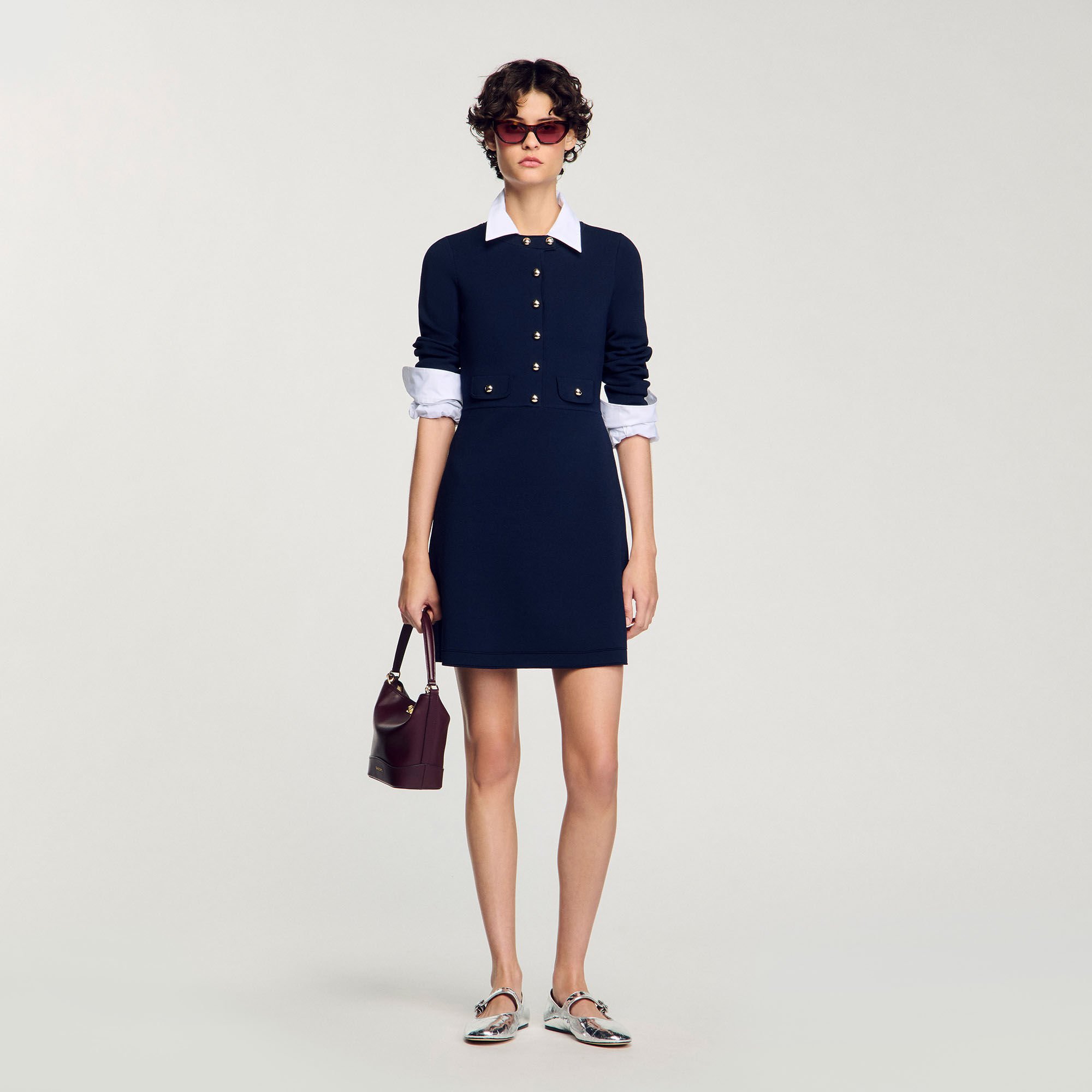 Korte jurk tricot knoopsluiting