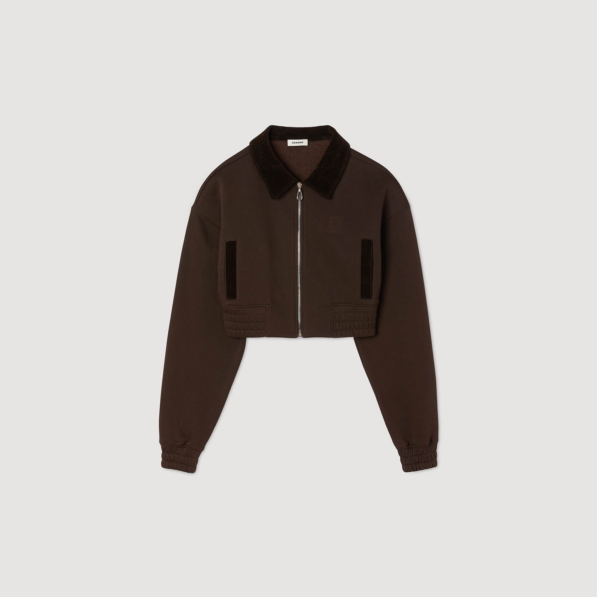 Kort sweatshirt bi-materiaal