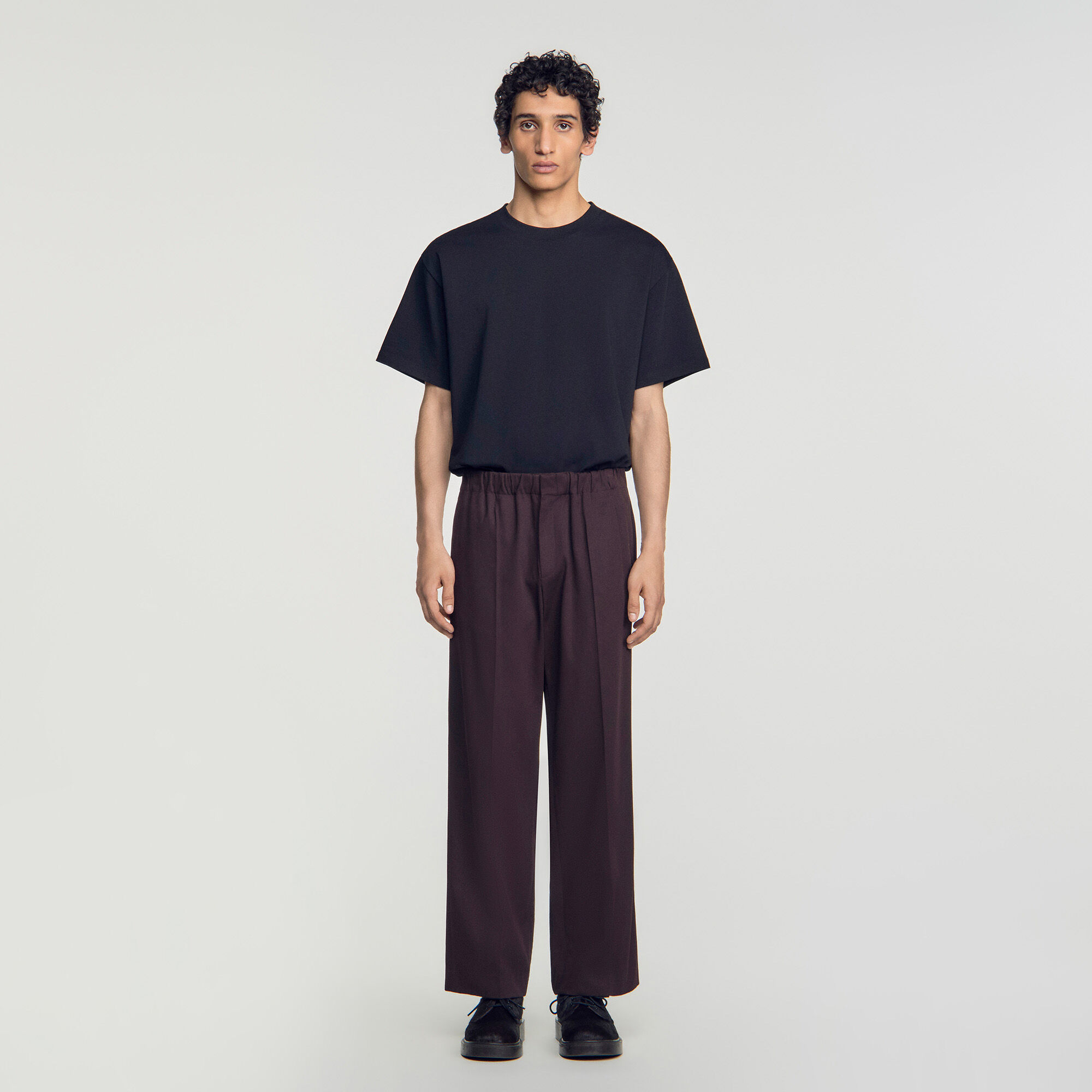 Wijdvallende katoenen broek met elastiek