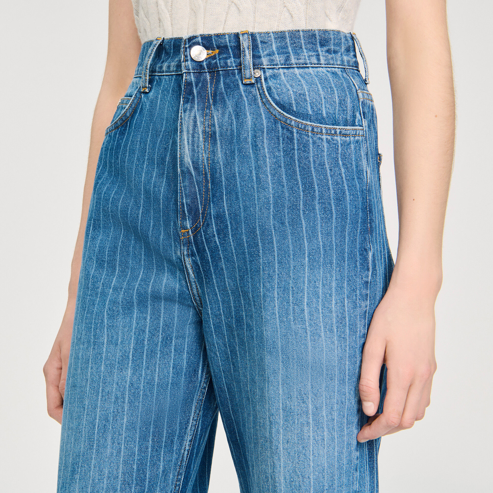 Jeans wijdvallend gestreept