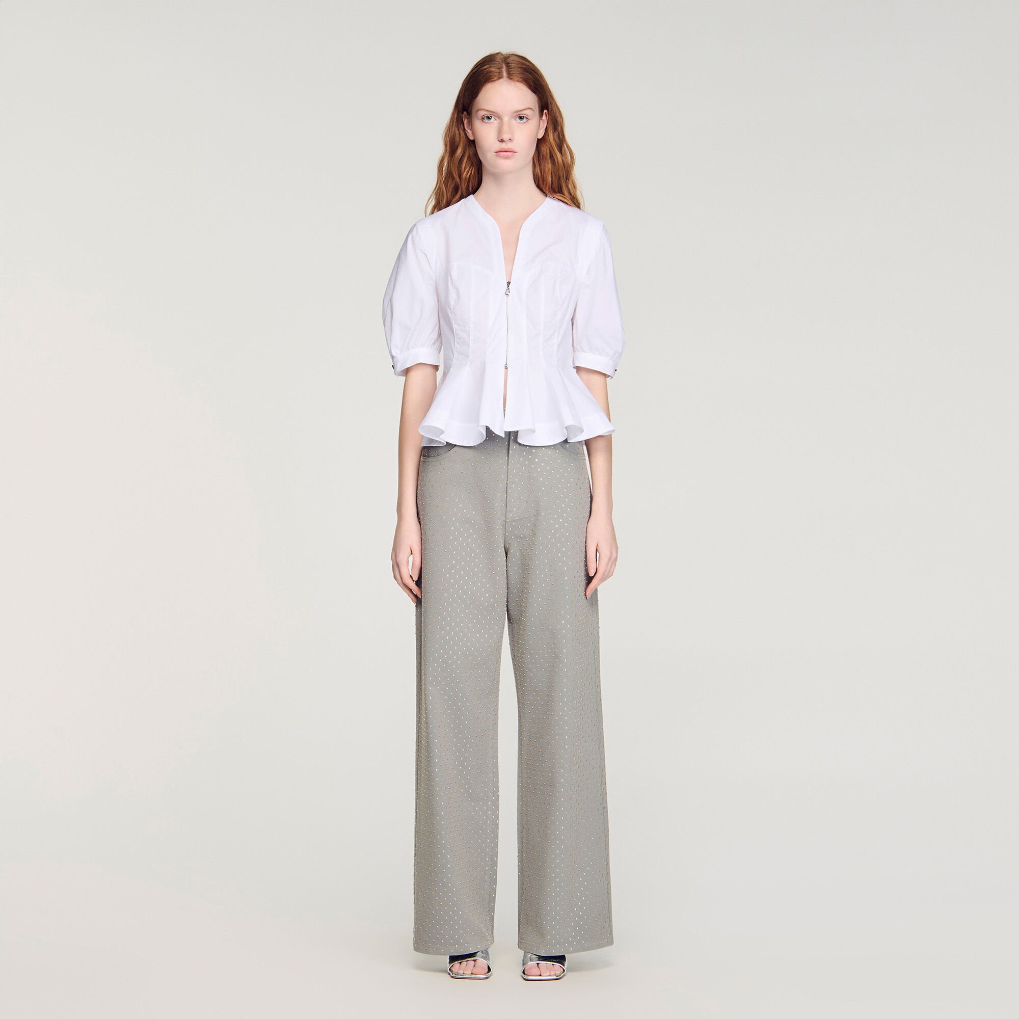 Overhemdblouse met rits en peplum