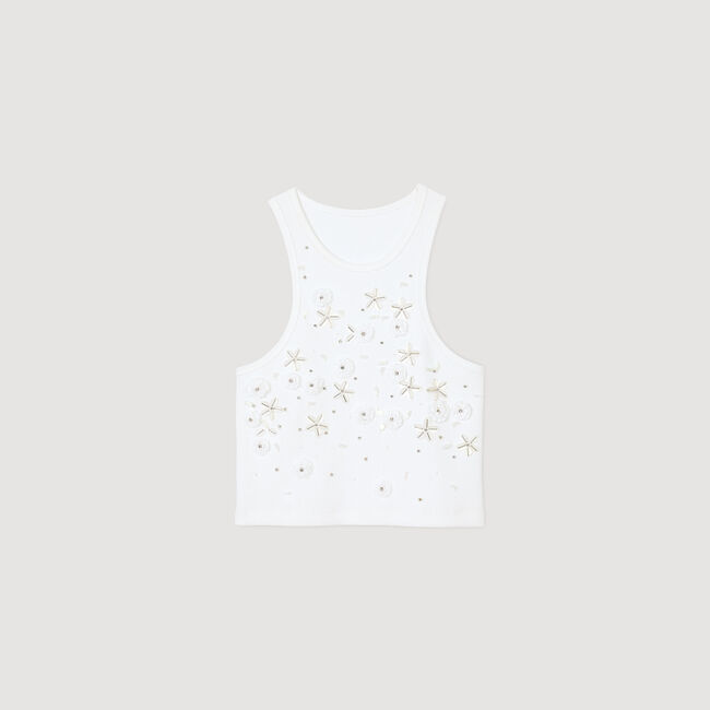 Tanktop met parels en stras