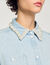 Overhemdblouse denim kraag met parels