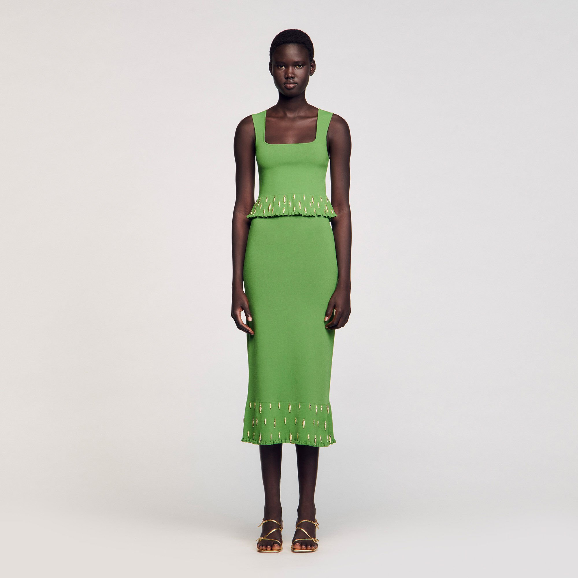 Lange rok tricot met kwastjes