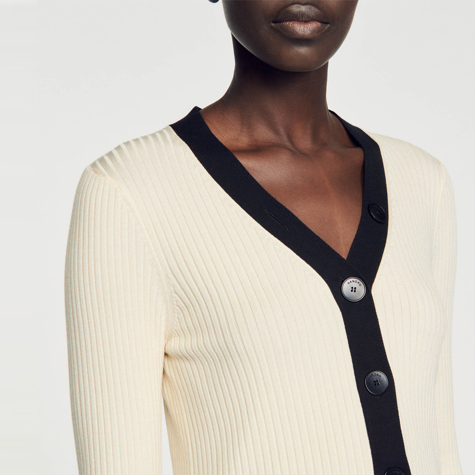 Ribgebreid cardigan vest