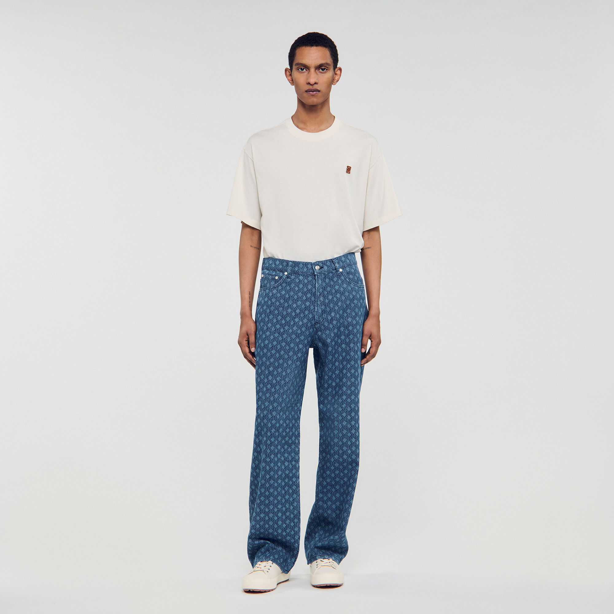 Jeans baggy met touwpatroon