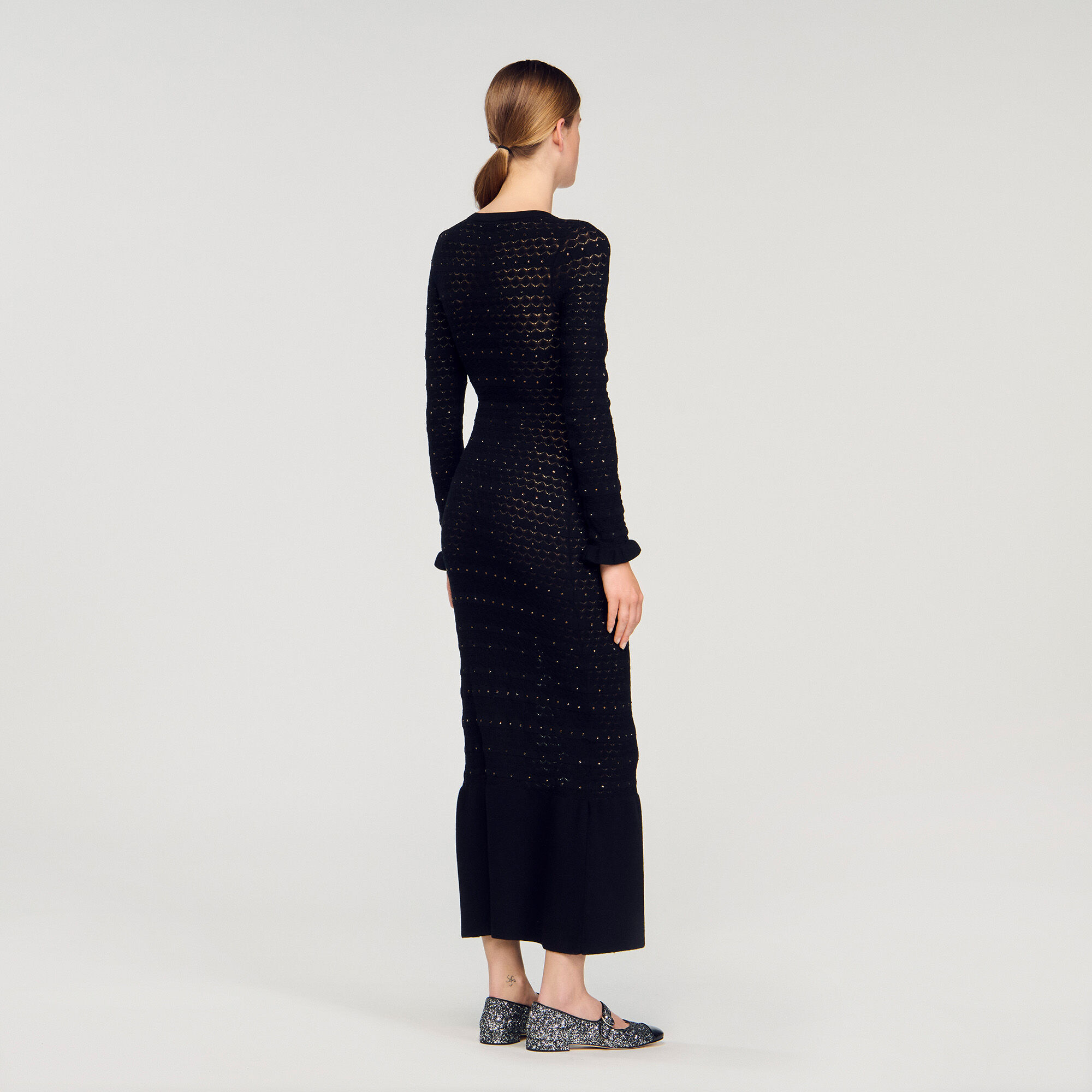 Lange jurk tricot met stras