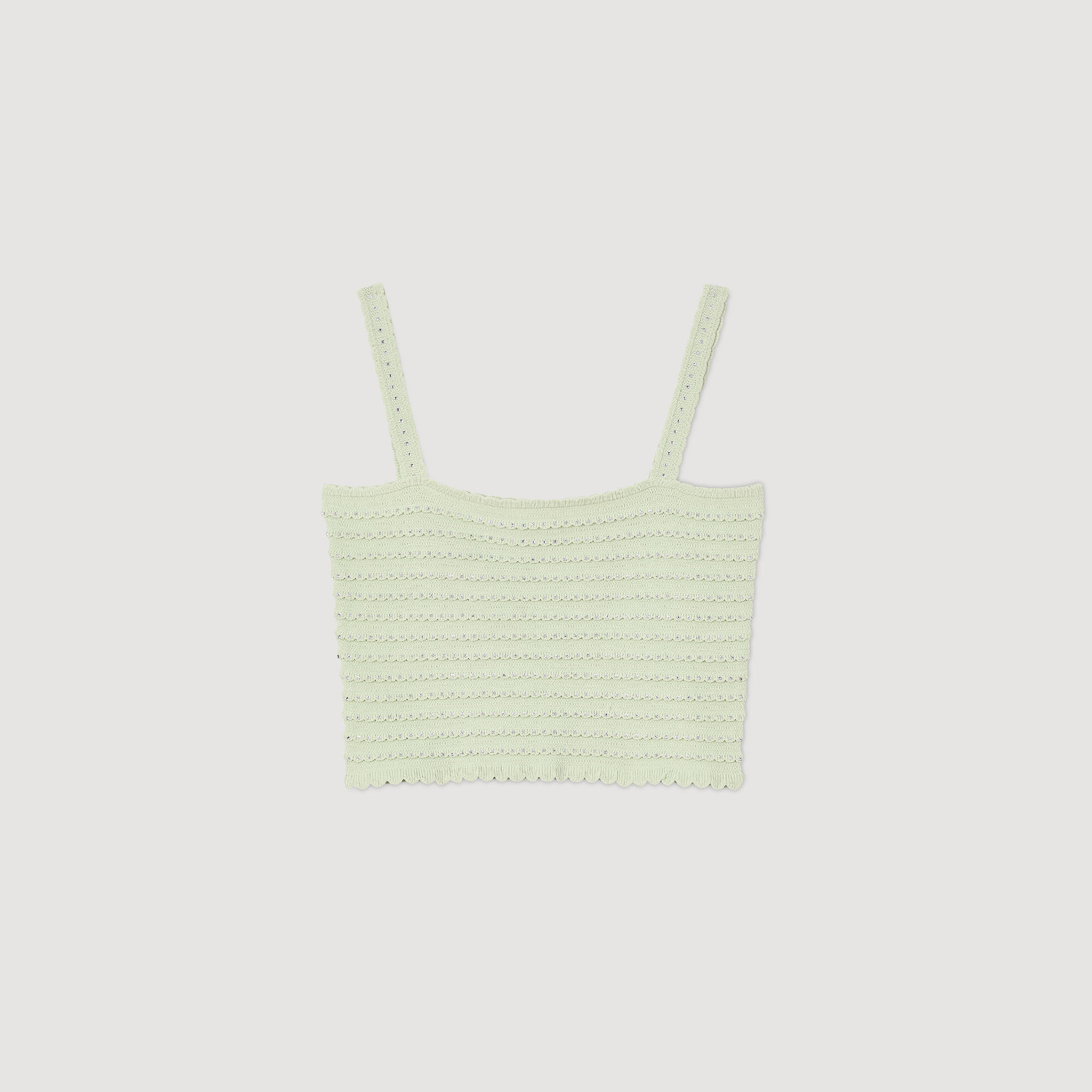 Korte top tricot stras