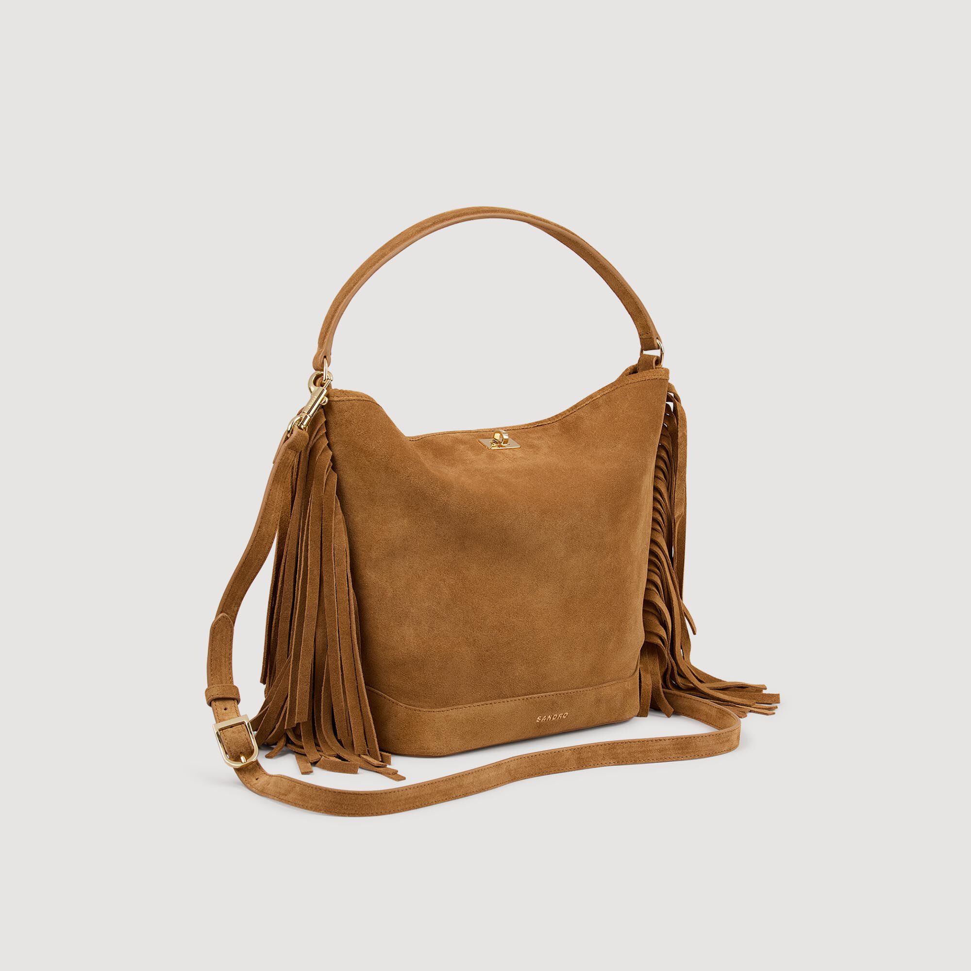 Tas bucket bag suède franjes