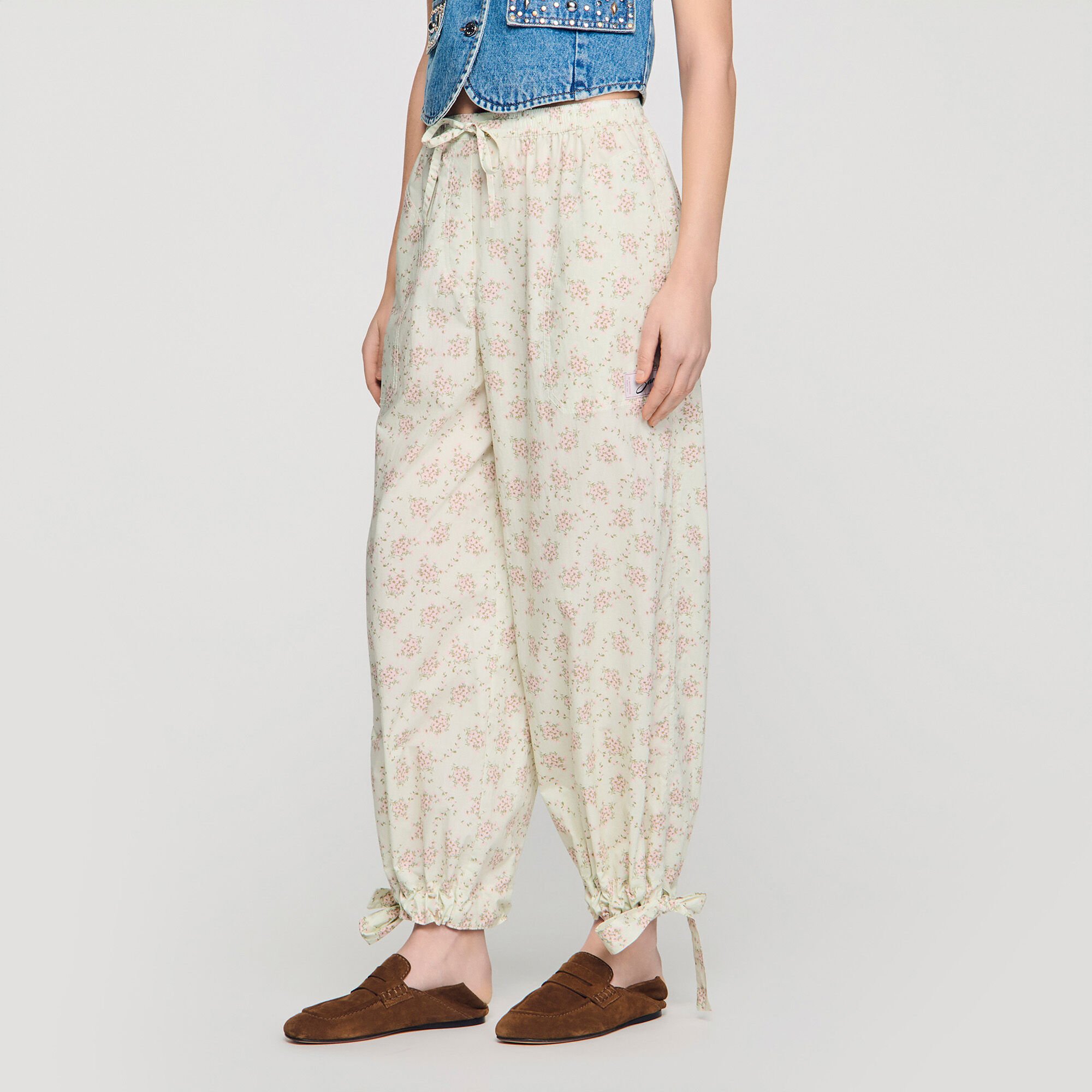 Pantalon wijd bloemenprint