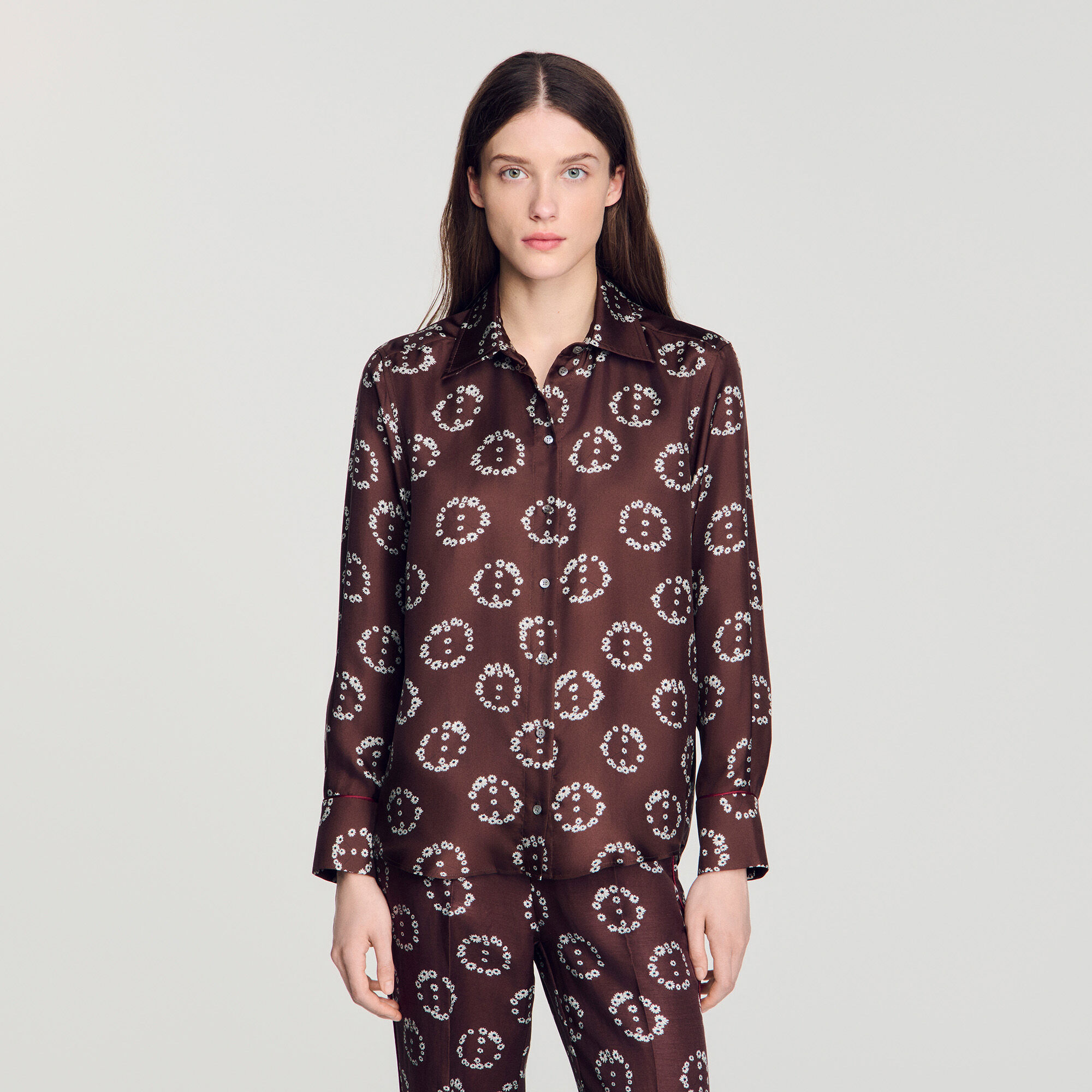 Overhemdblouse zijde bloemenprint