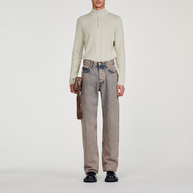 Trui wol met ritskraag