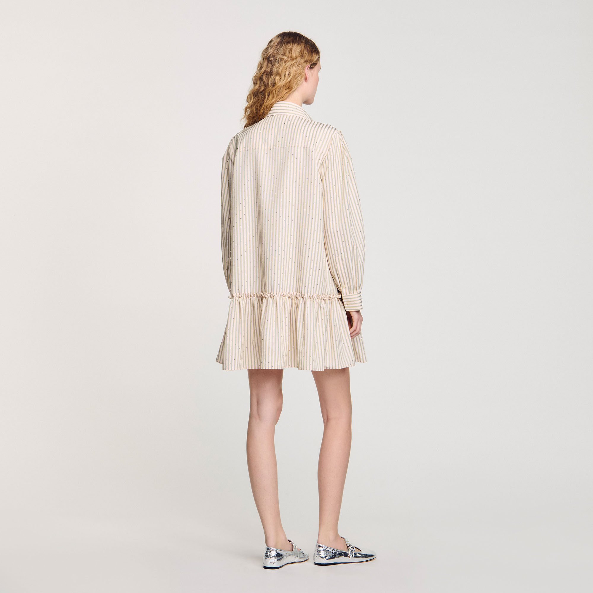 Jurk overhemdblouse gestreept met stras
