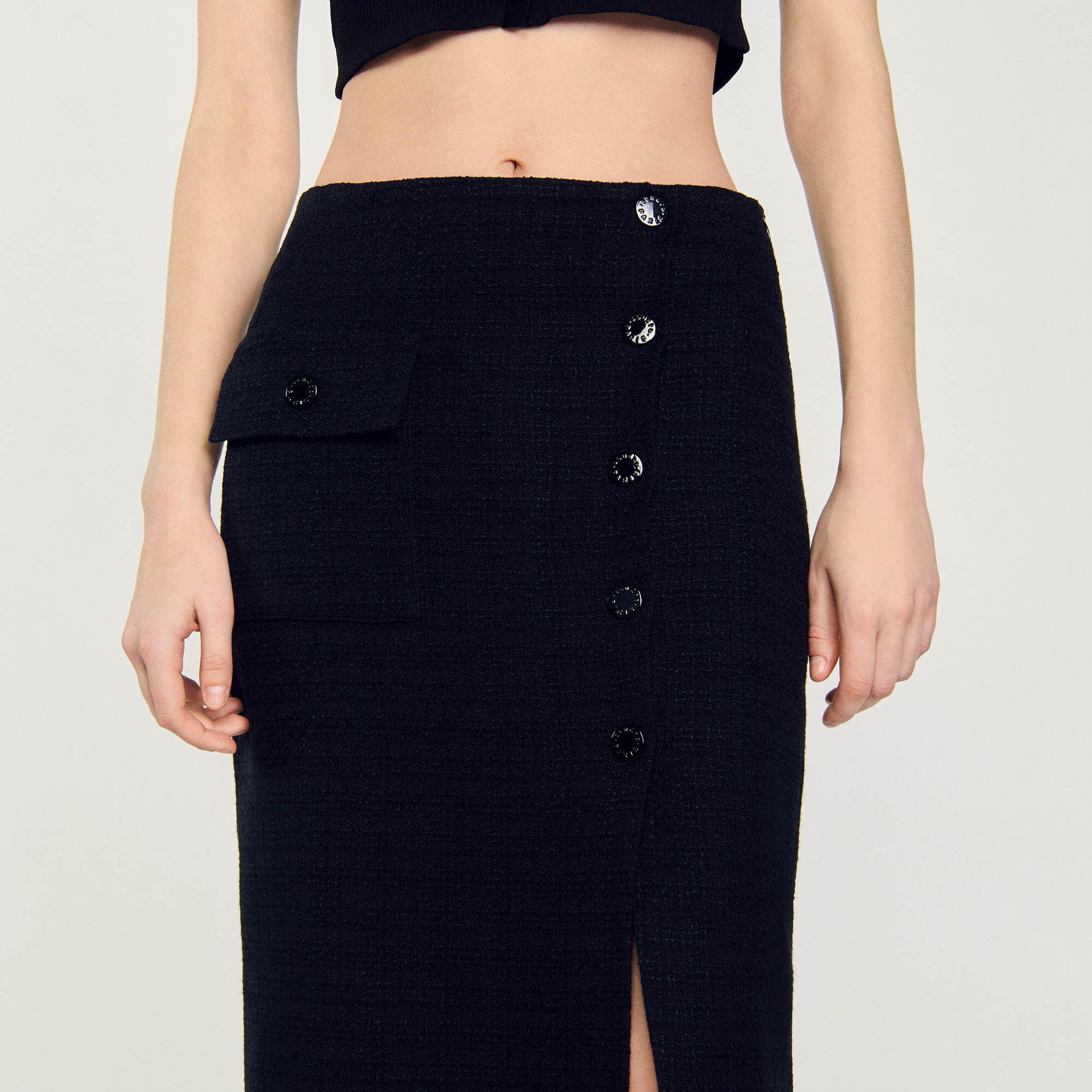 Halflange tweed rok