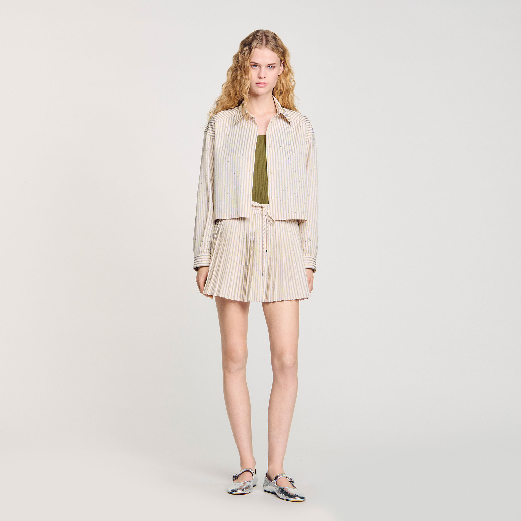 Overhemdblouse gestreept met stras