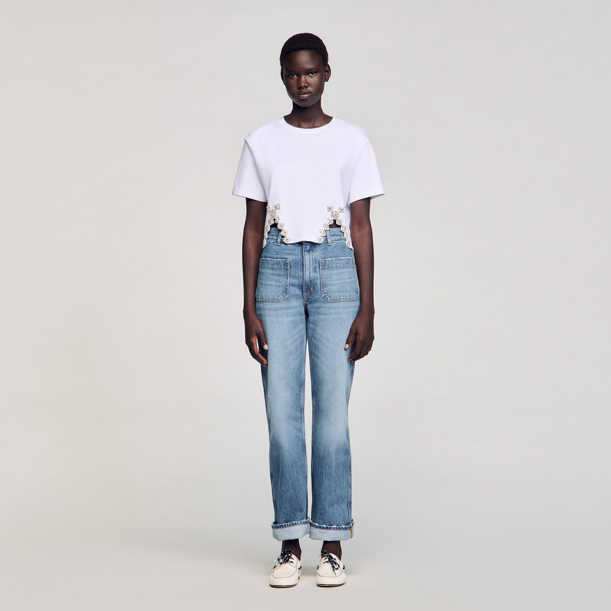 Kort T-shirt met stras