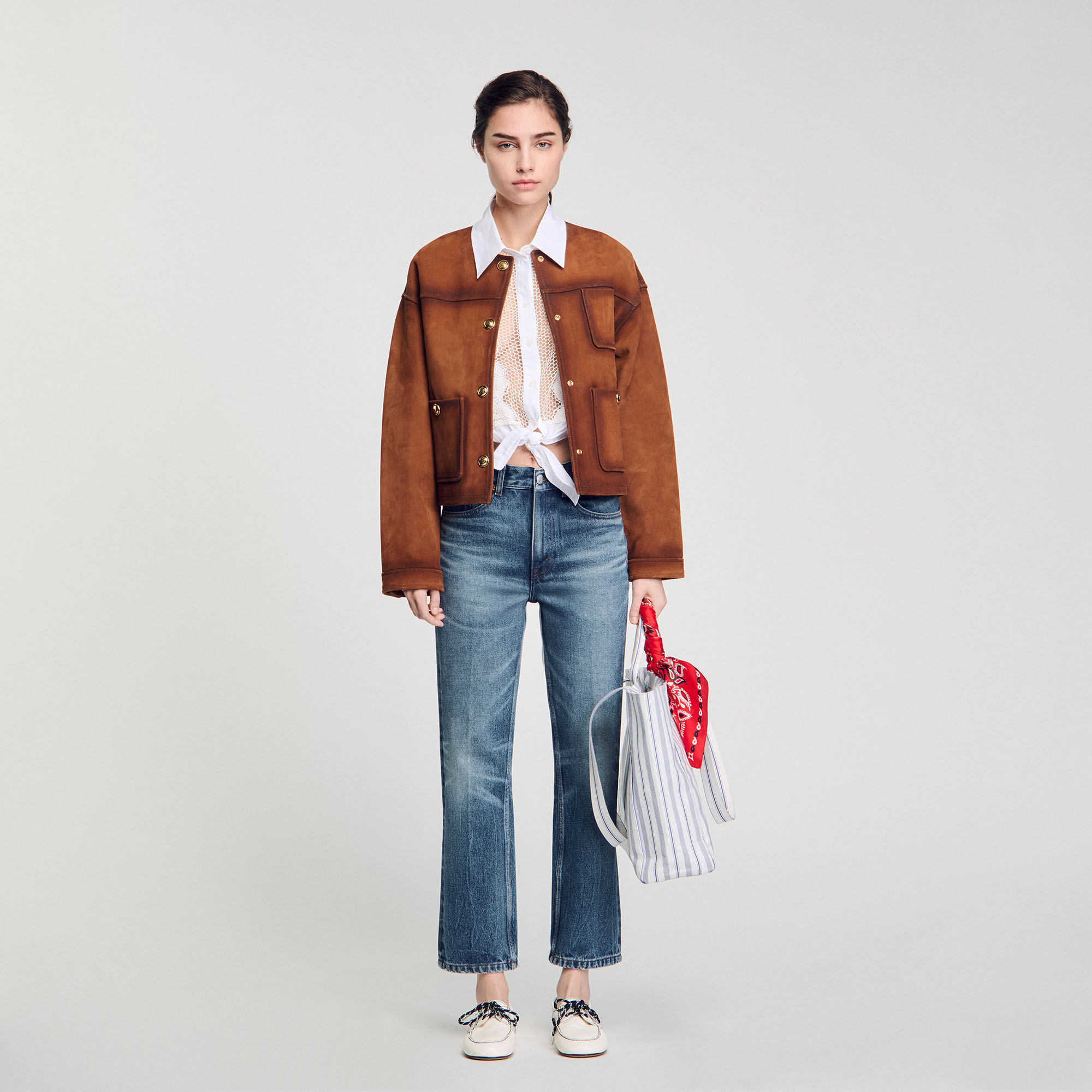 Shopper van gestreepte stof