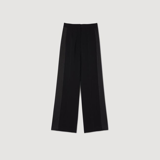 Wijde broek met glanzende zijstrook