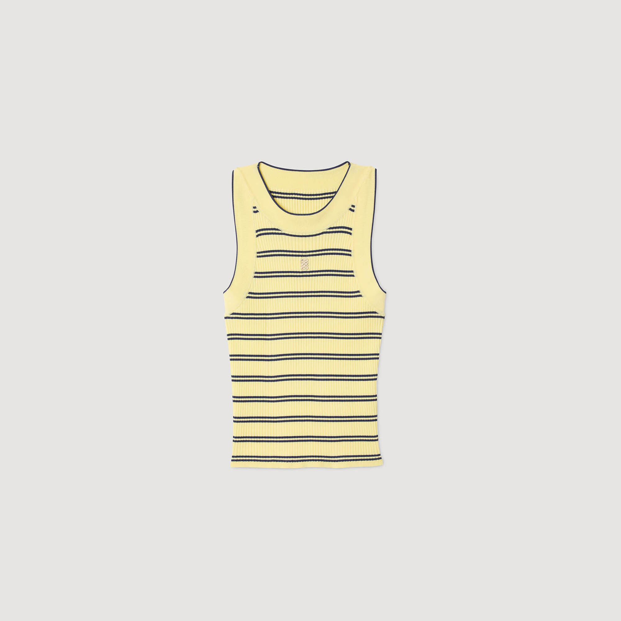Gestreepte gebreide singlet