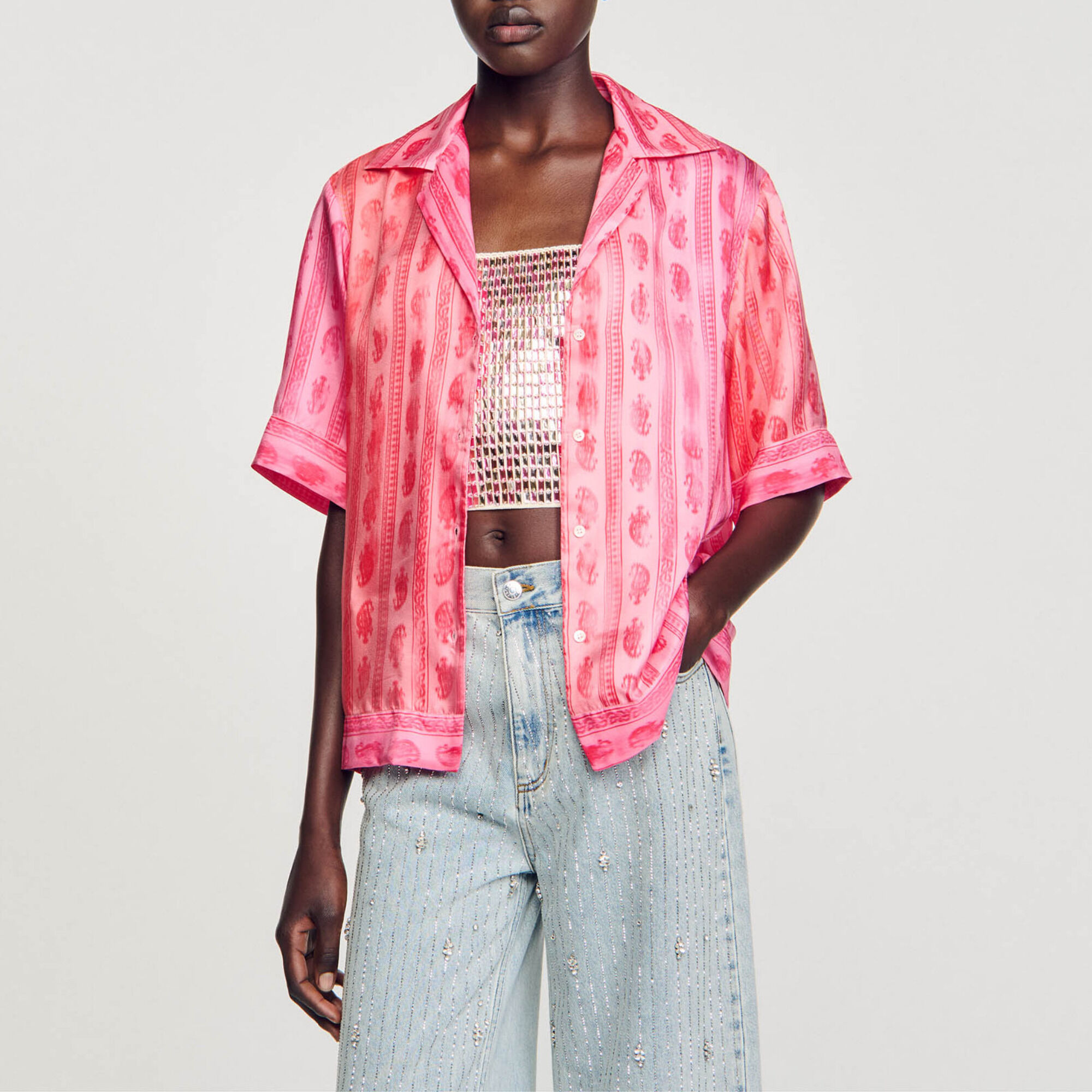 Overhemdblouse met paisleyprint