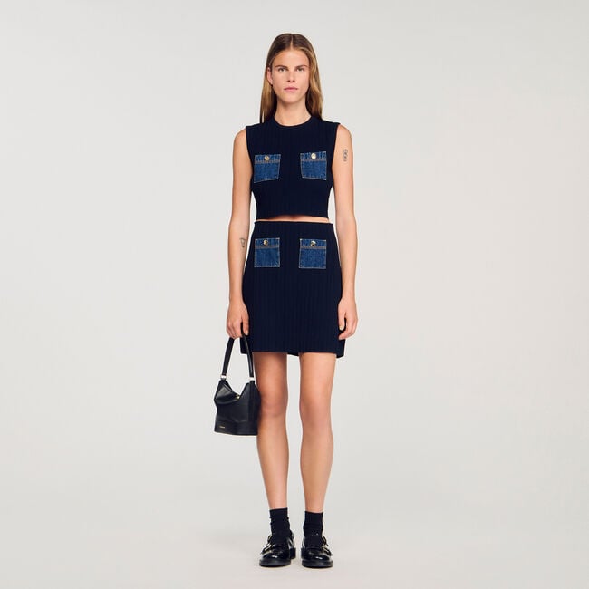 Top tricot en denim