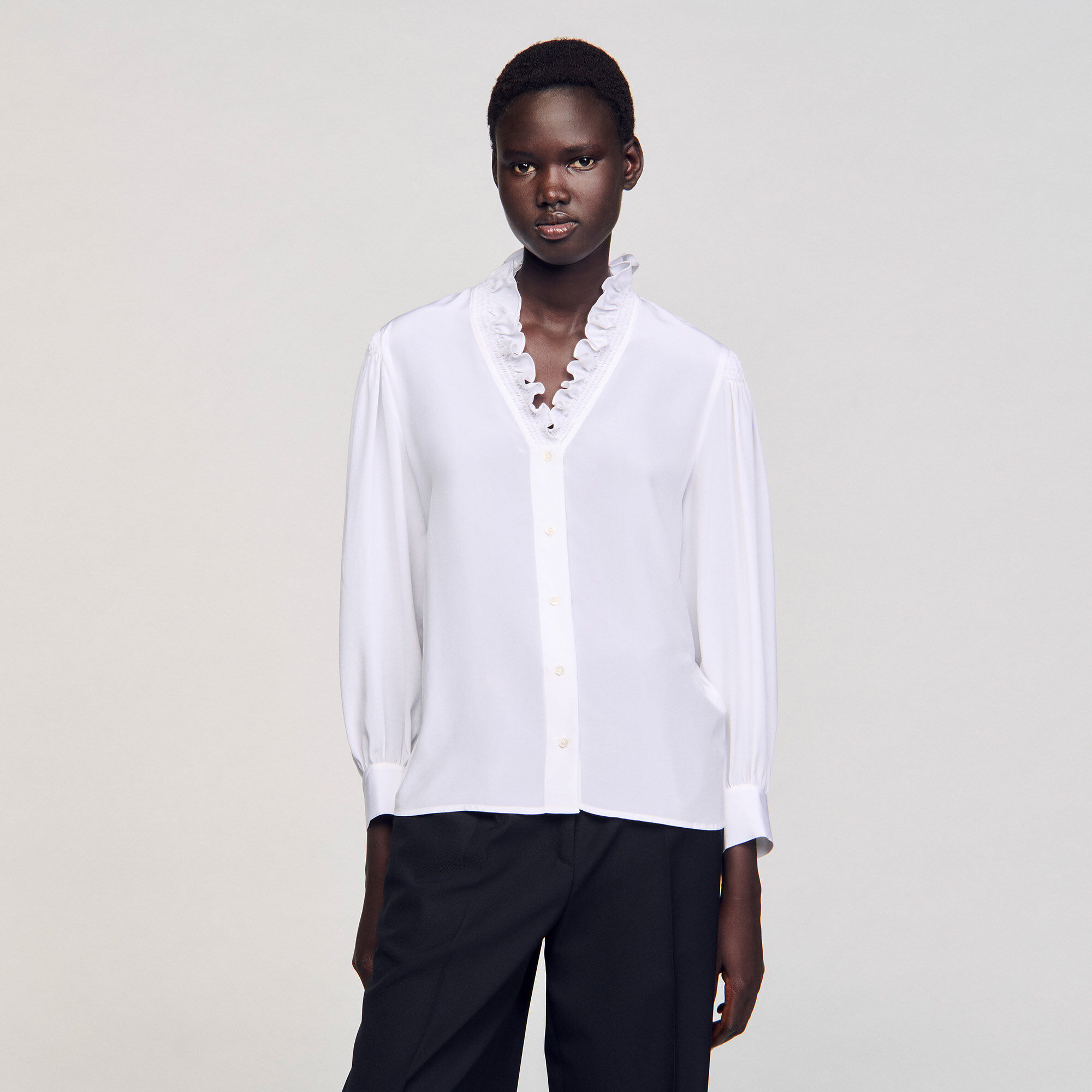 Soepele overhemdblouse zijde