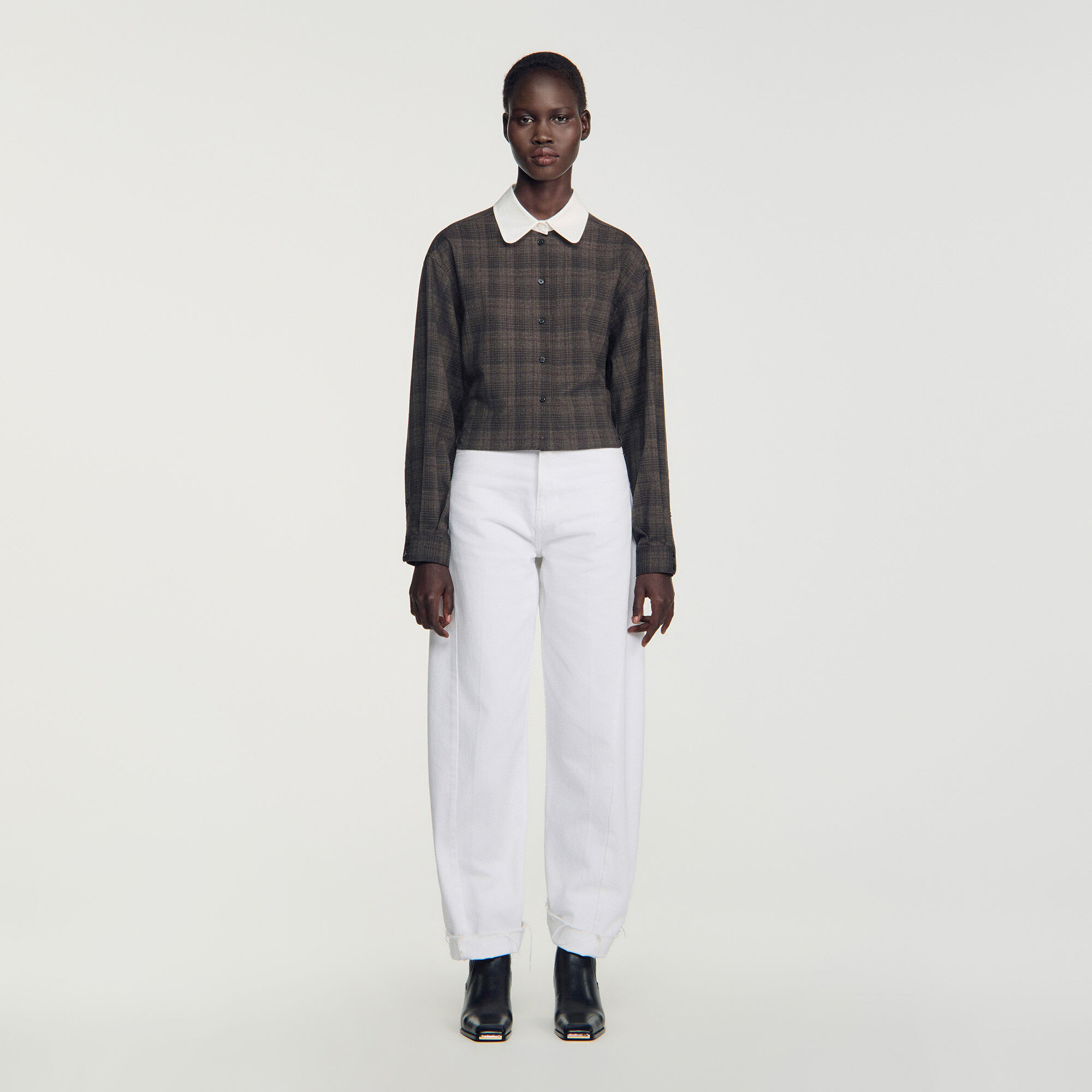 Geruite blouse met contrastkraag - Vrouw | Sandro