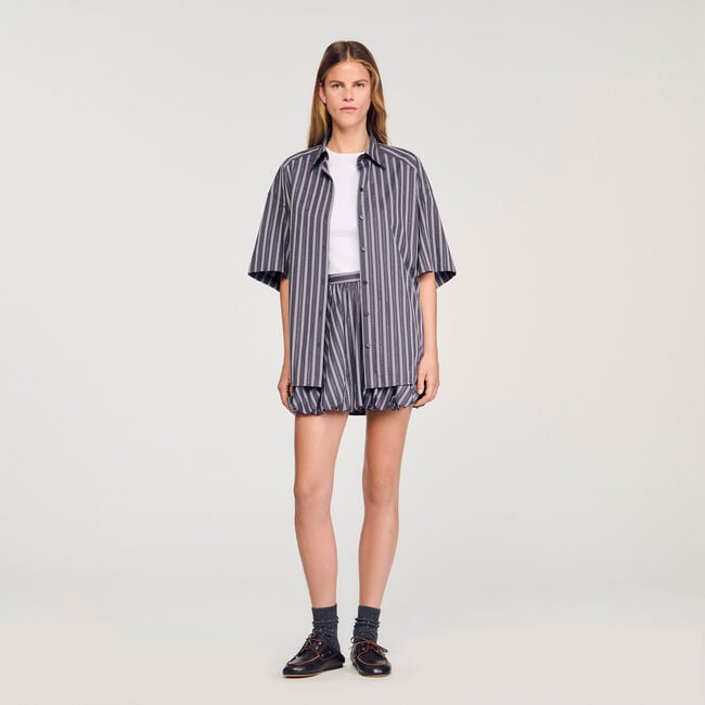 Oversized gestreepte blouse stras