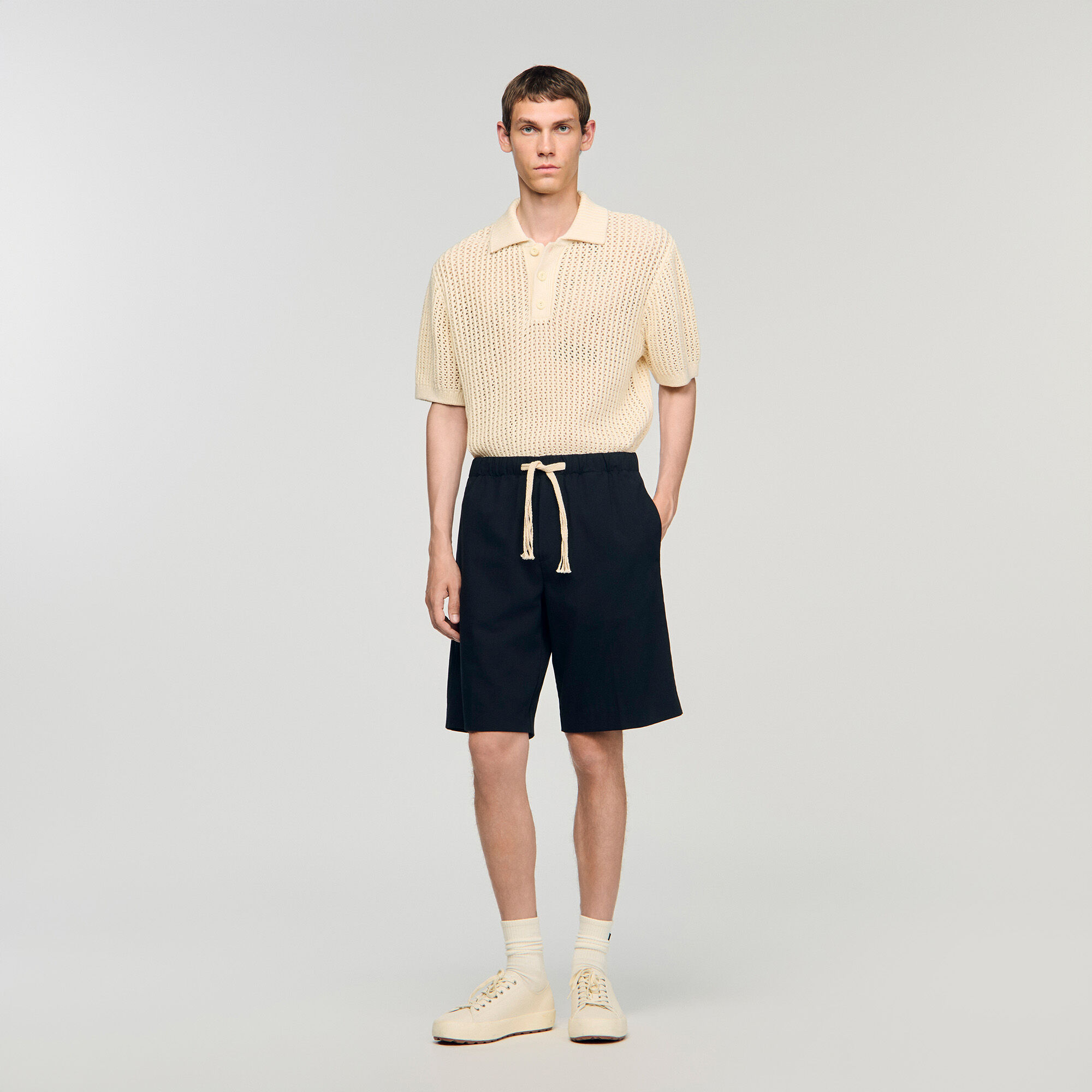 Katoenen short met elastische taille
