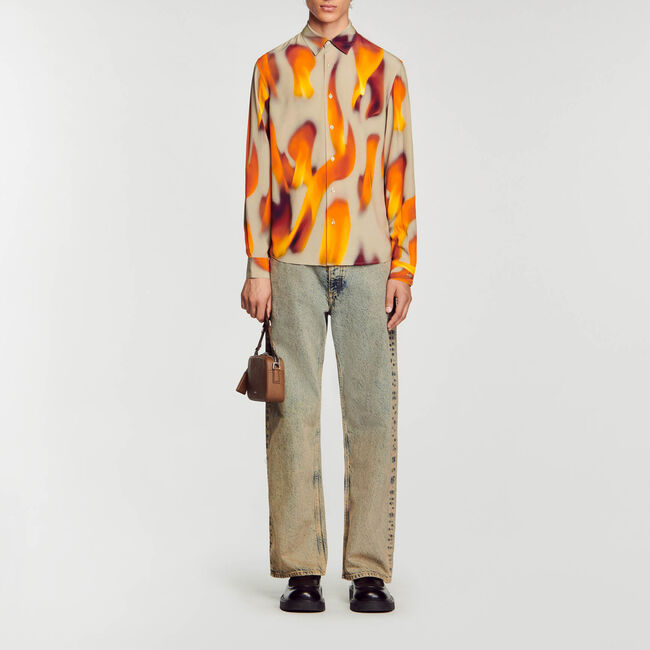 Overhemd met vlammotieven
