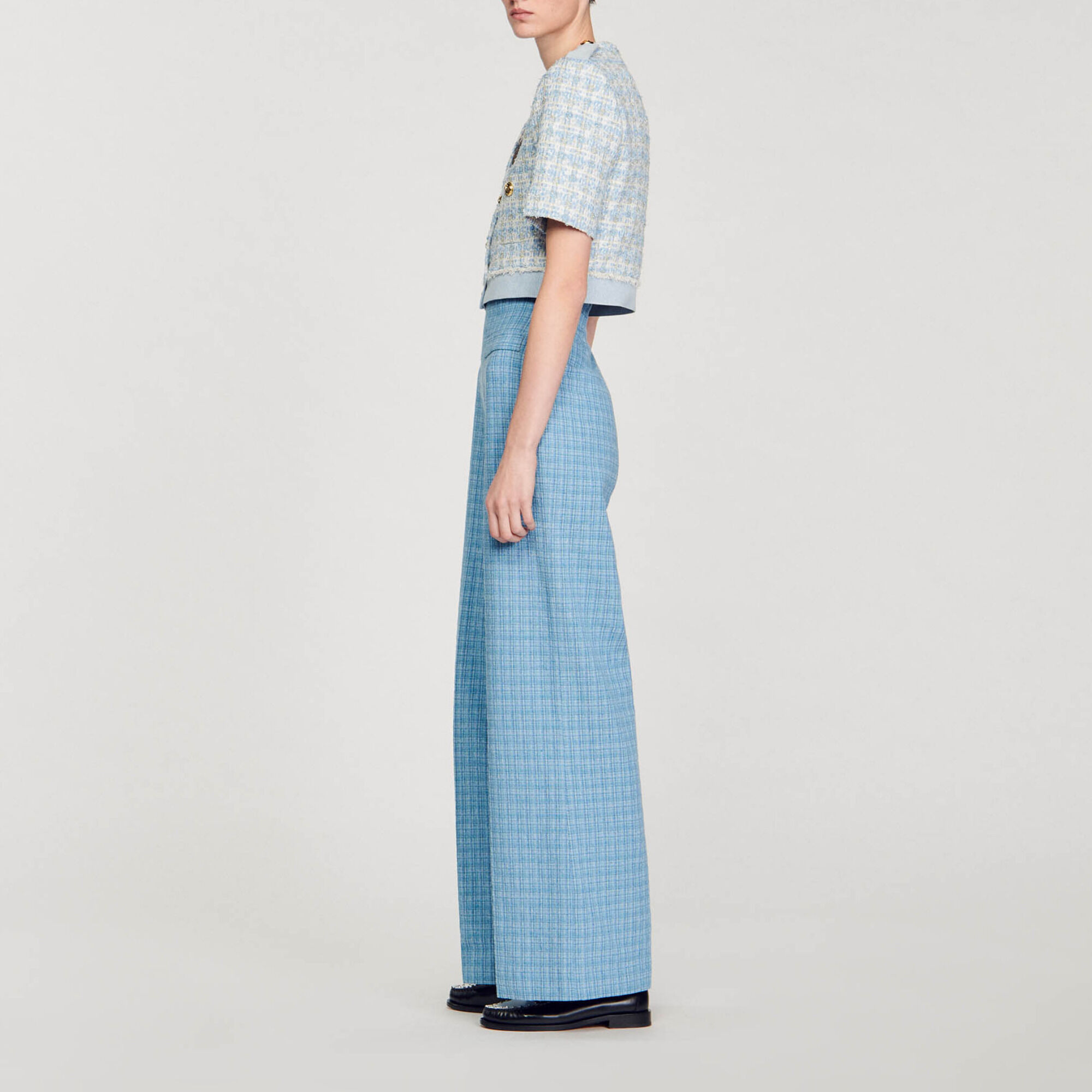 Wijdvallende pantalon van tweed