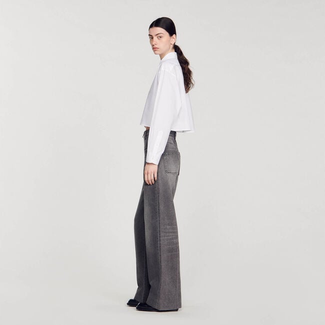 Korte overhemdblouse van popeline stof