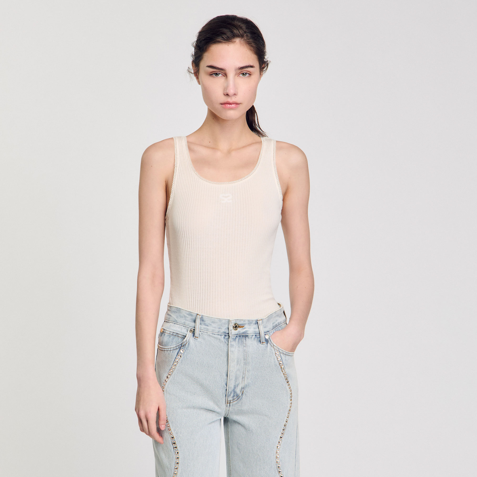 Tanktop ribgebreid