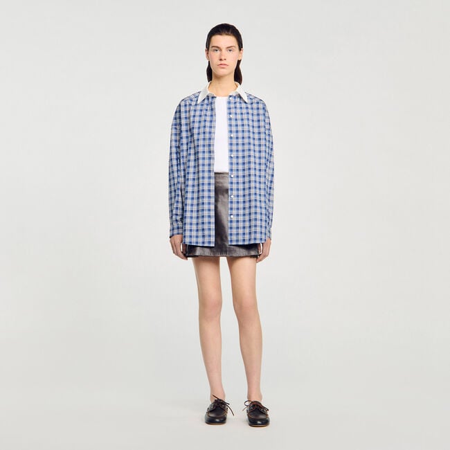 Overhemdblouse geruit met stras