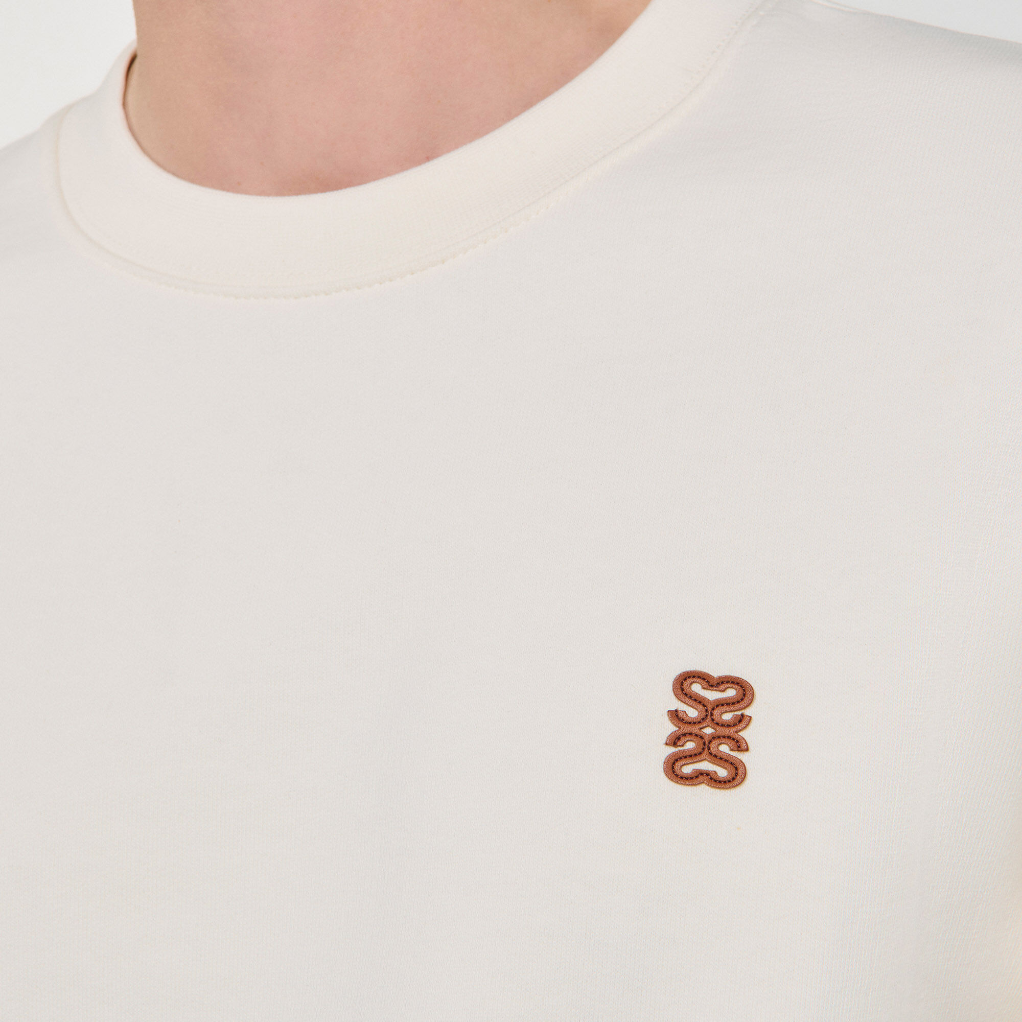 Sweatshirt oversized met leren patch