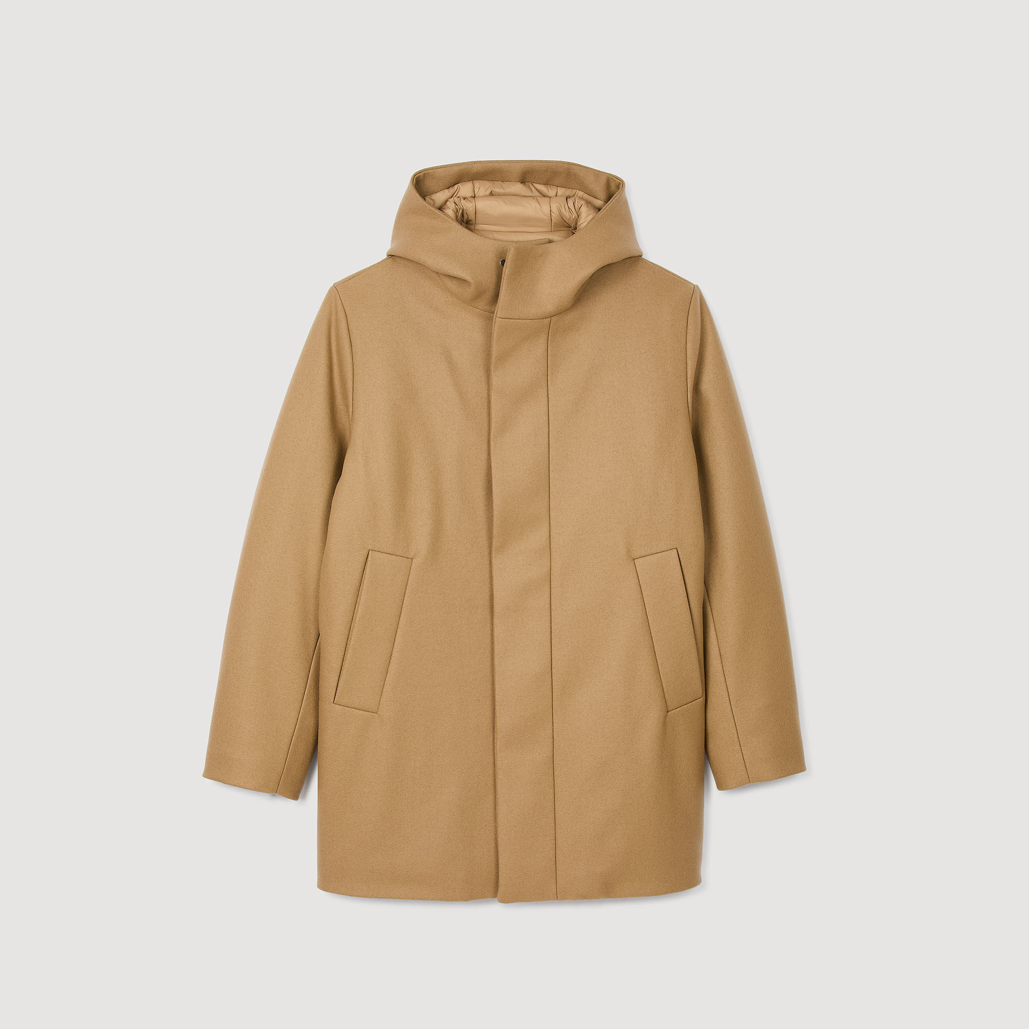 Parka jas van wol met capuchon