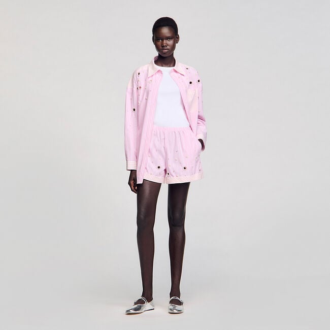Overhemdblouse gestreept met stras